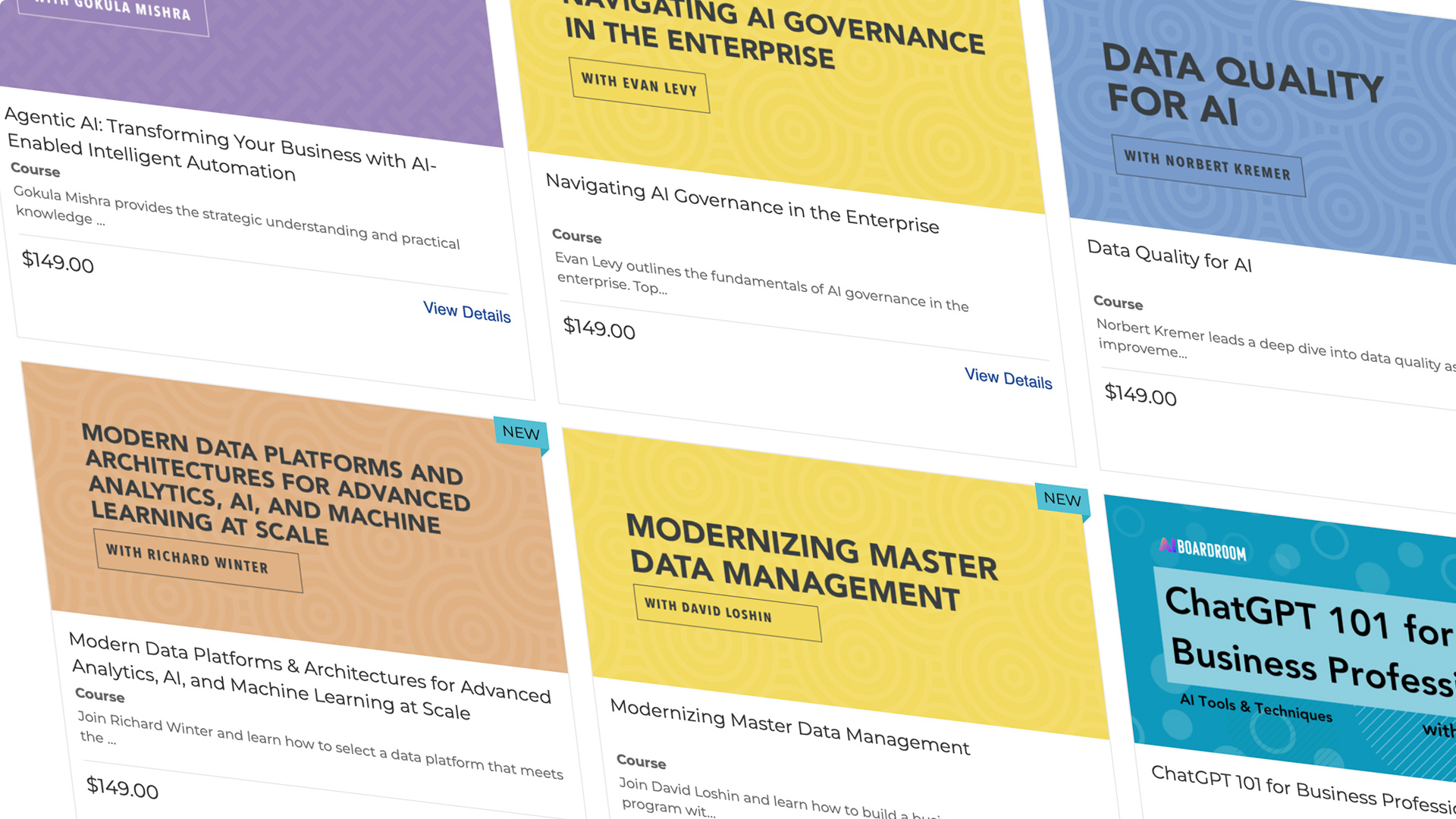 skewed transform view of tdwi's course catalog